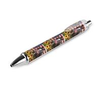Oudrspo Horse Sunflower U.S. Flag Funny Ballpoint Pen Printed Retractable Black Round Barrel Fine Point Pens 0.5mm 1/2/4 Pcs