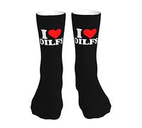 Oudrspo I Love Dilfs 1 Socks Men Crew Sock Thick Stockings Moisture Socks Compression Running Sock 16 Inches