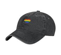 Oudrspo I Love My 2 Dads Gay Pride LGBT Father's Day Hat Adjustable Men Women Unisex Baseball Cap Washed Cotton Denim Black