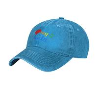 Oudrspo I Love My 2 Dads with Heart Father's Day Gay Pride LGBT Hat Adjustable Men Women Unisex Baseball Cap Washed Cotton Denim Blue