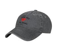 Oudrspo I Love My 2 Dads with LGBT Heart Father's Day Gay Pride Hat Adjustable Men Women Unisex Baseball Cap Washed Cotton Denim Deep Heather