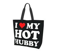 Oudrspo I Love My Hot Hubby Tote Bag Ladies Cute Shopping Bag Large Capacity Shoulder Bag Work Fit Fashion Handbag Organizer