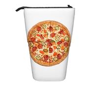 Oudrspo I Love Pizza Pencil Case Printed Standing Pencil Case Telescopic Pencil Holder Case Cute Stationery Case Office Organizer with Zipper Closure
