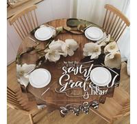 Oudrspo Inspirational Quotes Print Round Tablecloth - 60 Inch, Water Resistant Washable Polyester Table Cloth for Buffet Table, Holiday Party, Dinner, Wedding