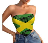 Oudrspo Jamaica Flags Womens Tops Strapless Tops Backless Sleeveless Cute Sexy Tops