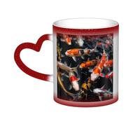 Oudrspo Japan Fancy Koi Carp Fishes Coffee Mug with Handle 12 Oz, Heat Sensitive Color Changing Mug in The Sky Ceramic Tea Cup, Magic Funny Art Mugs, Porcelain Cup Birthday Gift for Women Men Blue