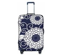 Oudrspo Japanese Floral Navy White Travel Luggage Cover Durable Suitcase Cover Fit 18-32 Inch Luggage