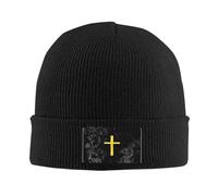 Oudrspo Jesus Christian Cross 3 Beanie Hat for Women Men Fashion Knitted Hat Winter Warm Hats Soft Stretchy Ski Beanie Cap Unisex Skull Caps