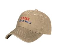 Oudrspo Jesus is My Copilot Hat Adjustable Men Women Unisex Baseball Cap Washed Cotton Denim Natural