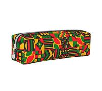 Oudrspo Juneteenth Celebrate Freedom African American Pencil Pouch Round Pen Case Portable Pencil Bag Leather Organizer with Zipper Cosmetic Pouch Bag