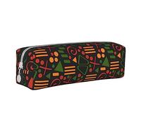 Oudrspo Juneteenth Celebrate Freedom African American Pencil Pouch Round Pen Case Portable Pencil Bag Leather Organizer with Zipper Cosmetic Pouch Bag