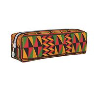 Oudrspo Juneteenth Celebrate Freedom African American Pencil Pouch Round Pen Case Portable Pencil Bag Leather Organizer with Zipper Cosmetic Pouch Bag
