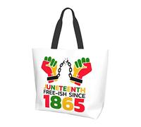 Oudrspo Juneteenth Free-Ish Since 1865 Black History Tote Bag Ladies Cute Shopping Bag Large Capacity Shoulder Bag Work Fit Fashion Handbag Organizer