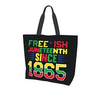 Oudrspo Juneteenth Free-Ish Since 1865 Black History Tote Bag Ladies Cute Shopping Bag Large Capacity Shoulder Bag Work Fit Fashion Handbag Organizer
