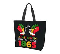Oudrspo Juneteenth Free-Ish Since 1865 Black History Tote Bag Ladies Cute Shopping Bag Large Capacity Shoulder Bag Work Fit Fashion Handbag Organizer