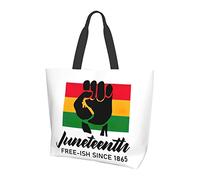 Oudrspo Juneteenth Free-Ish Since 1865 Black History Tote Bag Ladies Cute Shopping Bag Large Capacity Shoulder Bag Work Fit Fashion Handbag Organizer