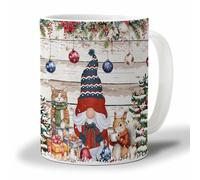 Oudrspo Khaki Coffee Mug, Merry Christmas Gnomes Poinsettia Xmas Tree Squirrel Tea Cup for Women and Men, Gifts for Mother's DayGift Graduation Gift