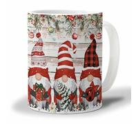 Oudrspo Khaki Coffee Mug, Merry Christmas Gnomes Xmas Tree Poinsettia Balls Board Tea Cup for Women and Men, Gifts for Mother's DayGift Graduation Gift