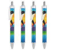 Oudrspo Killer Whale Leapt Out, Rianbow Sky Ballpoint Pen Retractable Writing Smooth Black Ink Ball Point Pens Office Supplies 4 PCS