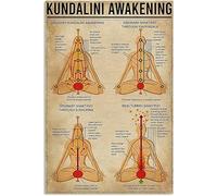 Oudrspo Kundalini Awakening Chakra Figure Metal Tin Sign Chakra Girl Knowledge Yoga Poster Classroom Home Living Room Club Cafe Wall Decoration Plaque 12x16 Inches