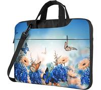 Oudrspo Laptop Shoulder Bag Butterfly Daisy Flower Landscape Handle Laptop Briefcase