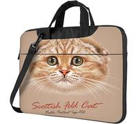 Oudrspo Laptop Shoulder Bag Cute Scottish Fold Cat Computer Laptop Briefcase