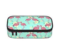 Oudrspo Large Capacity Pencil Case for Kids Girls Boys,Portable Durable Pen Pouch,Multi Purpose Case Organizer for School Office College,Flamingo Green