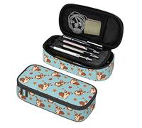 Oudrspo Large Capacity Pencil Pen Case Kids Adult Super Cute Durable Pen Pouch Bag with Compartment, Multi-Functional Professional Stationery Bag for School Office (Corgi Brown)