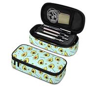 Oudrspo Large Capacity Pencil Pen Case Kids Adult Super Cute Durable Pen Pouch Bag with Compartment, Multi-Functional Professional Stationery Bag for School Office (Avocado PowerBlue)