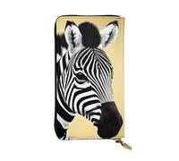 Oudrspo Leather Wallet 7.48 x 4.13 in - Stylish and Durable Wallet for Women with Multiple Compartments and Zipper Design Black and White Zebra Printing