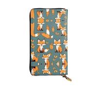 Oudrspo Leather Wallet - Stylish and Functional Wallet for Women with Multiple Compartments and Zipper Design Yellow Fox Prints, Black, One Size