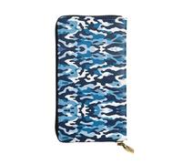 Oudrspo Leather Wallet - Stylish and Functional Wallet for Women with Multiple Compartments and Zipper Design Blue Camo Prints, Black, One Size