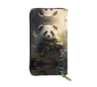 Oudrspo Leather Wallet - Stylish and Functional Wallet for Women with Multiple Compartments and Zipper Design Cute Panda Plant Prints, Black, One Size