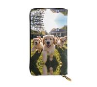 Oudrspo Leather Wallet - Stylish and Functional Wallet for Women with Multiple Compartments and Zipper Design Golden Retriever Puppies Prints, Black, One Size