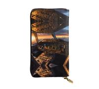Oudrspo Leather Wallet - Stylish and Functional Wallet for Women with Multiple Compartments and Zipper Design Airplane Cockpit Prints, Black, One Size