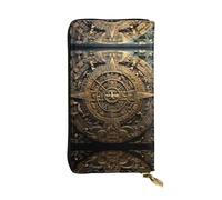 Oudrspo Leather Wallet - Stylish and Functional Wallet for Women with Multiple Compartments and Zipper Design Mayan Calendar End of The World Prints, Black, One Size