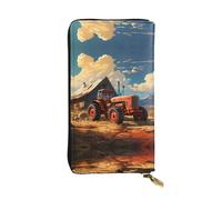 Oudrspo Leather Wallet - Stylish and Functional Wallet for Women with Multiple Compartments and Zipper Design Farm Red Tractor Prints, Black, One Size