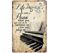 Oudrspo Life Is Like A Piano Life Is Like A Piano Metal Sign Vintage Music Studio Decor Play Piano Tin Poster Club Home Bar Wall Decoration Frameless Plaque 8x12 inchses