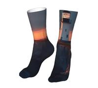 Oudrspo Lighthouse At Sunset Coast Print Women Men Fun Socks Colorful Crazy Cool Funny Socks Novelty Socks Size 9-11
