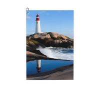 Oudrspo Lighthouse Print 24x16IN Golf Towel, Microfiber Towel with Carabiner Clip,Essential Golf Accessories for Cleaning Clubs and Balls