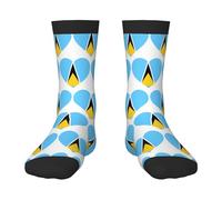 Oudrspo Love Saint Lucia Flag Funny Socks For Men Funky Crazy Cool Colorful Patterned