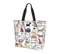 Oudrspo Lovely Cat Kitten Tote Bag For Women,Womens Tote Bags,Waterproof Tote Purse for Teacher,Gym,Work,School with interior Pocket