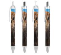 Oudrspo Lovely Otter, Sea Ballpoint Pen Retractable Writing Smooth Black Ink Ball Point Pens Office Supplies 4 PCS