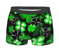Oudrspo Lucky Clover Pattern St. Patrick's Day Lucky Shamrock Men's Boxer Briefs, Moisture Wicking & Breathable, Assorted Size