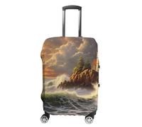 Oudrspo Luggage Cover Elastic Suitcase Cover Protector Washable Travel Baggage Covers Coast Wave and Lighthouse Luggage Covers Carry On Luggage Protector Anti-Scratch 19-32 Inch M