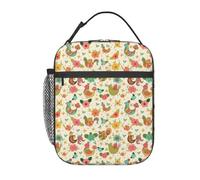 Oudrspo Lunch Box Cute Chick Pattern Lunch Bag Cooler Tote Reusable Insulated Lunch Bag Cooler Bag Fashion with Zipper 26 * 21 * 11cm