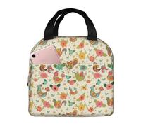 Oudrspo Lunch Box Cute Chick Pattern Lunch Bag Cooler Tote Reusable Insulated Lunch Bag Cooler Bag Fashion with Zipper 22 * 20 * 13cm