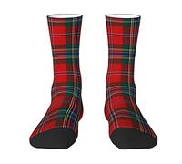 Oudrspo Maclean Clan Tartan Red, Green and Blue Plaid Men & Women Crew Socks,Tartan Plaid Novelty Fashion Casual Crew Tube Sock Athletic Sports Dress Socks