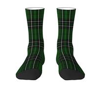 Oudrspo Maclean Tartan Green and Black Plaid Men & Women Crew Socks,Tartan Plaid Novelty Fashion Casual Crew Tube Sock Athletic Sports Dress Socks