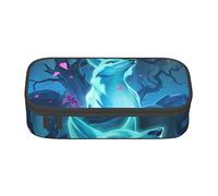 Oudrspo Magic Blue Fox Printed Durable Pencil Pouch Stationery Case with Zipper Compartment Large Capacity Portable Pencil Case